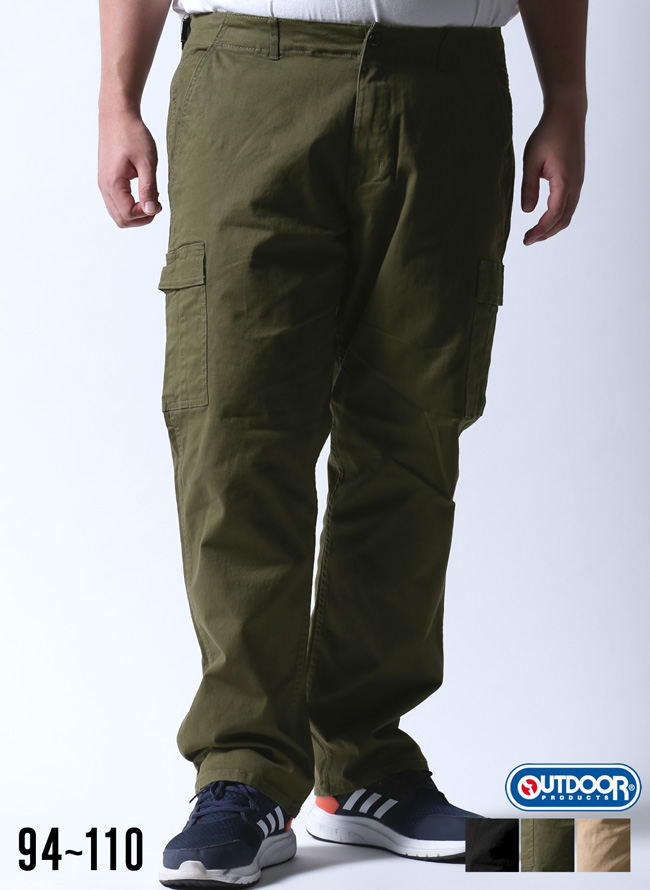 [OUTDOOR(アウトドア)]大きいサイズ カーゴパンツ メンズ チノ ストレッチ 無地 カジュアル