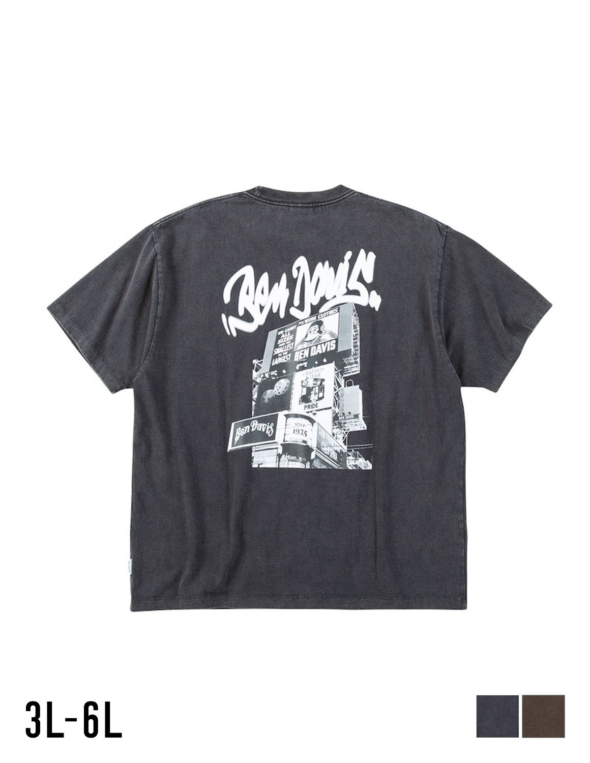 [BEN DAVIS(ベン デイビス)]大きいサイズ 半袖Tシャツ カットソー メンズ ビルボードヴィンテージ パウダーブリーチ加工 バックプリント カジュアル