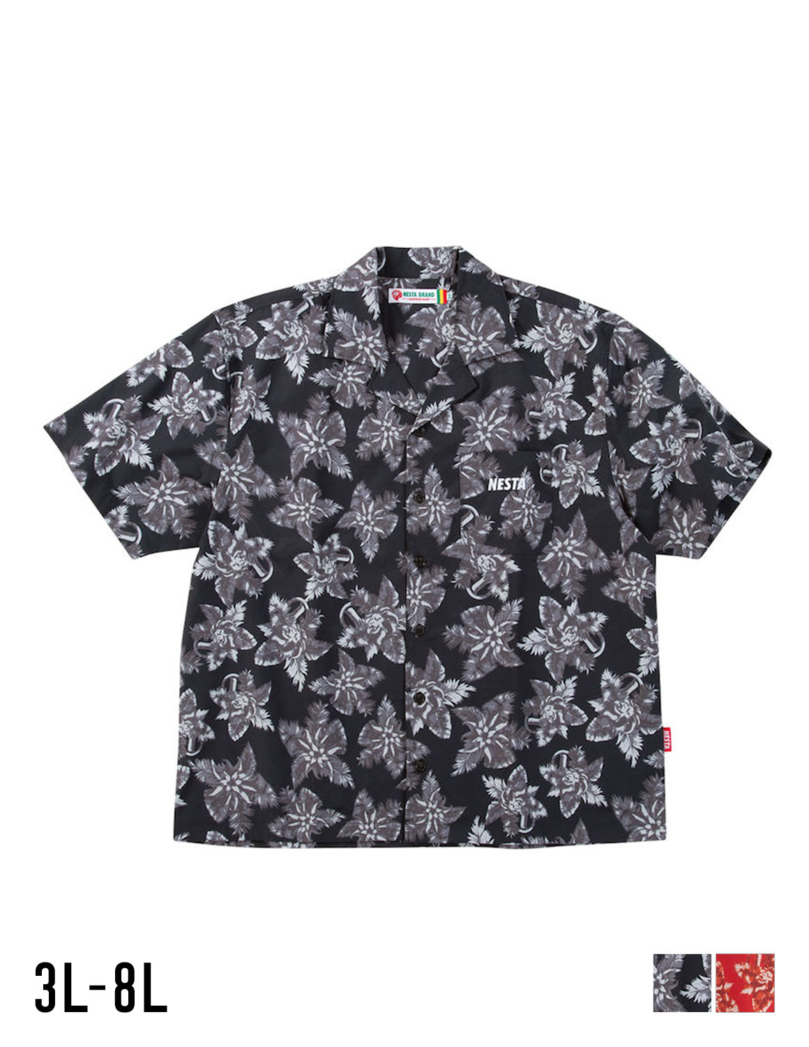 [NESTA BRAND(ネスタブランド)]大きいサイズ 半袖シャツ カジュアルシャツ メンズ オープンカラー 胸ポケット ボタニカル総柄  カジュアル