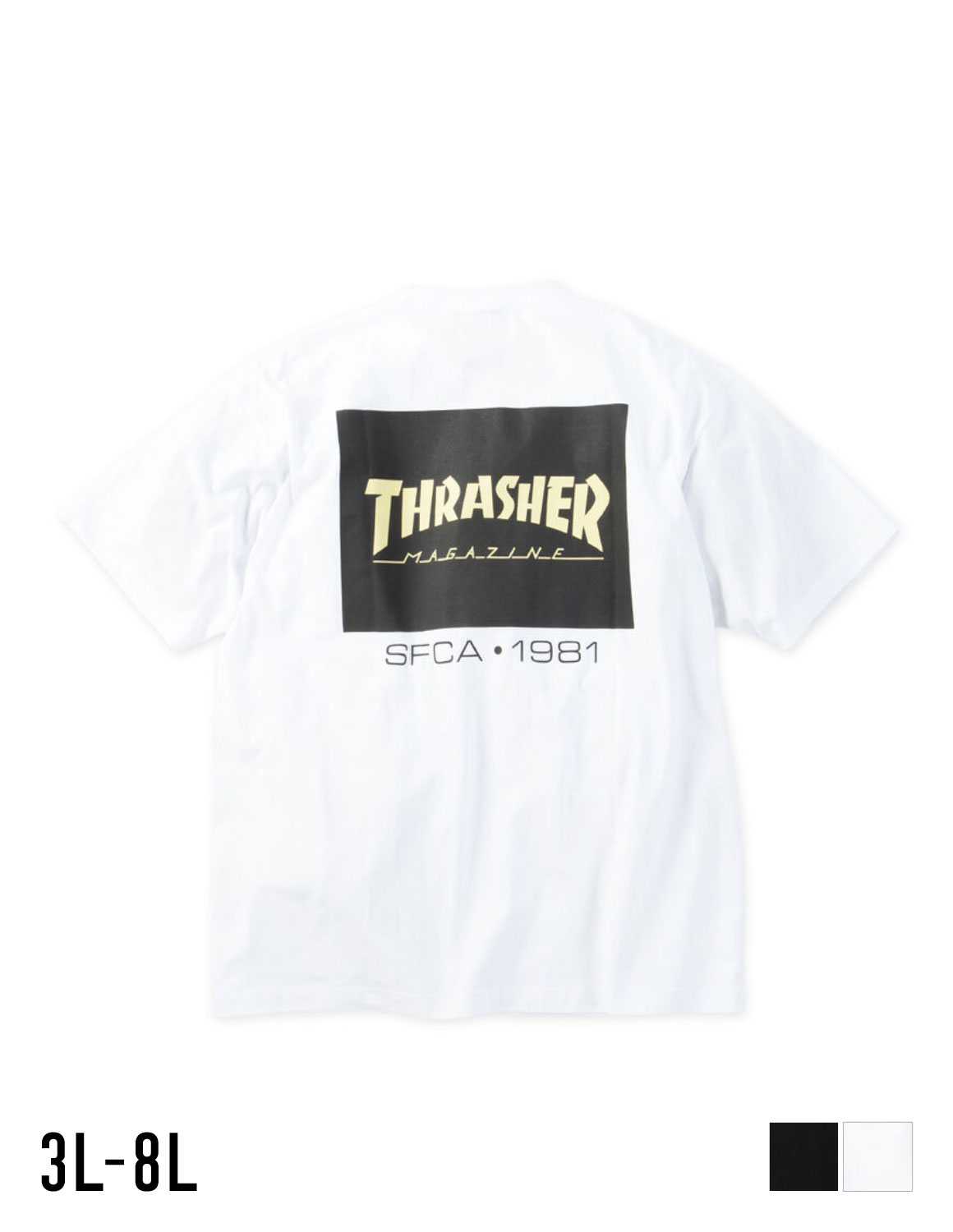 【大きいサイズメンズ】THRASHER(スラッシャー) ボックスロゴ バックプリント 半袖Tシャツ カットソー メンズ 3L/4L/5L/6L/8L