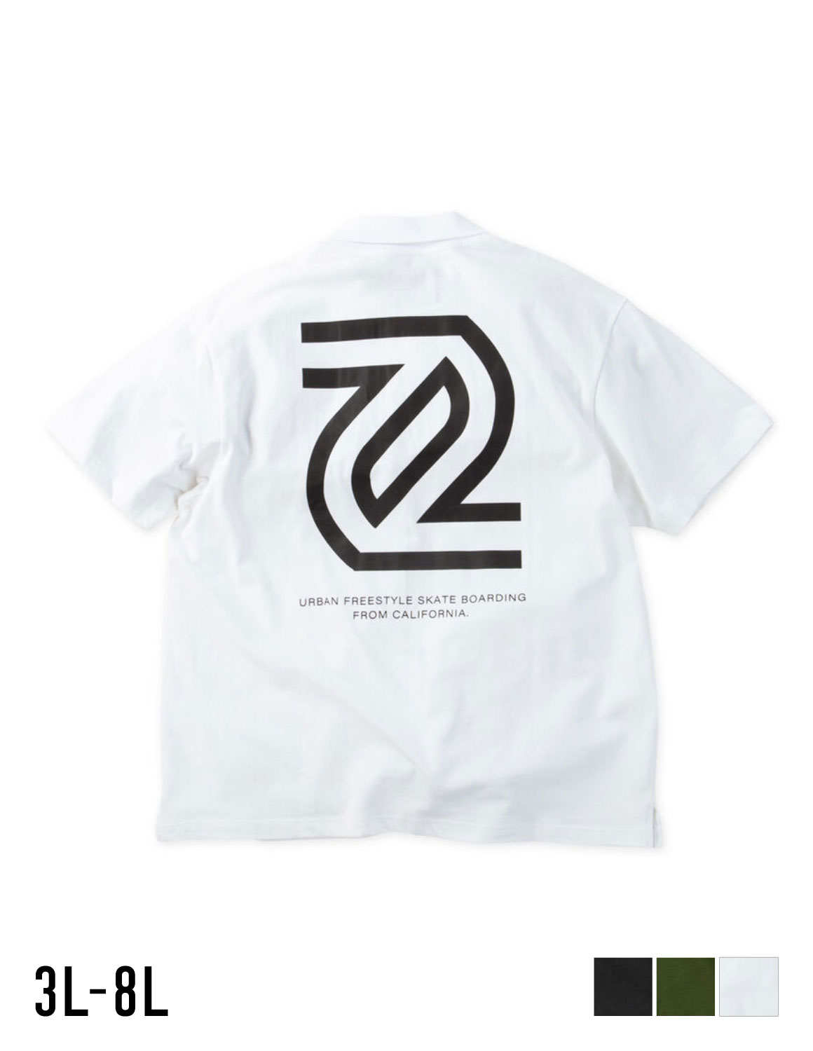 【大きいサイズメンズ】SEVEN2(セブンツー) 天竺 バックプリント ワッペン サイドスリット 半袖ポロシャツ メンズ 3L/4L/5L/6L/8L