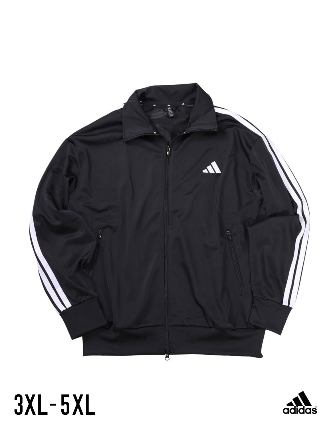 adidas(アディダス) 3ST WUトラックジャケット フルジップ(ダブルファスナー) スタンドカラー サイドポケット リブ(袖口・裾) 刺繍 メンズ ジャージ トップス 3XL/4XL/5XL