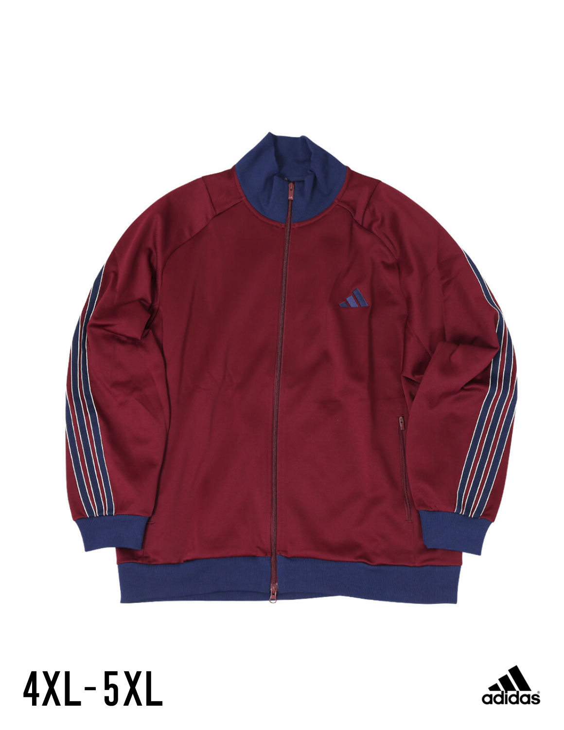 【大きいサイズメンズ】adidas(アディダス) STADIUM PIQUEトラックジャケット フルジップ(ダブルファスナー) スタンドカラー サイドポケット リブ(襟・袖口・裾) ラグラン袖 刺繍 メンズ ジャージ トップス 4XL/5XL