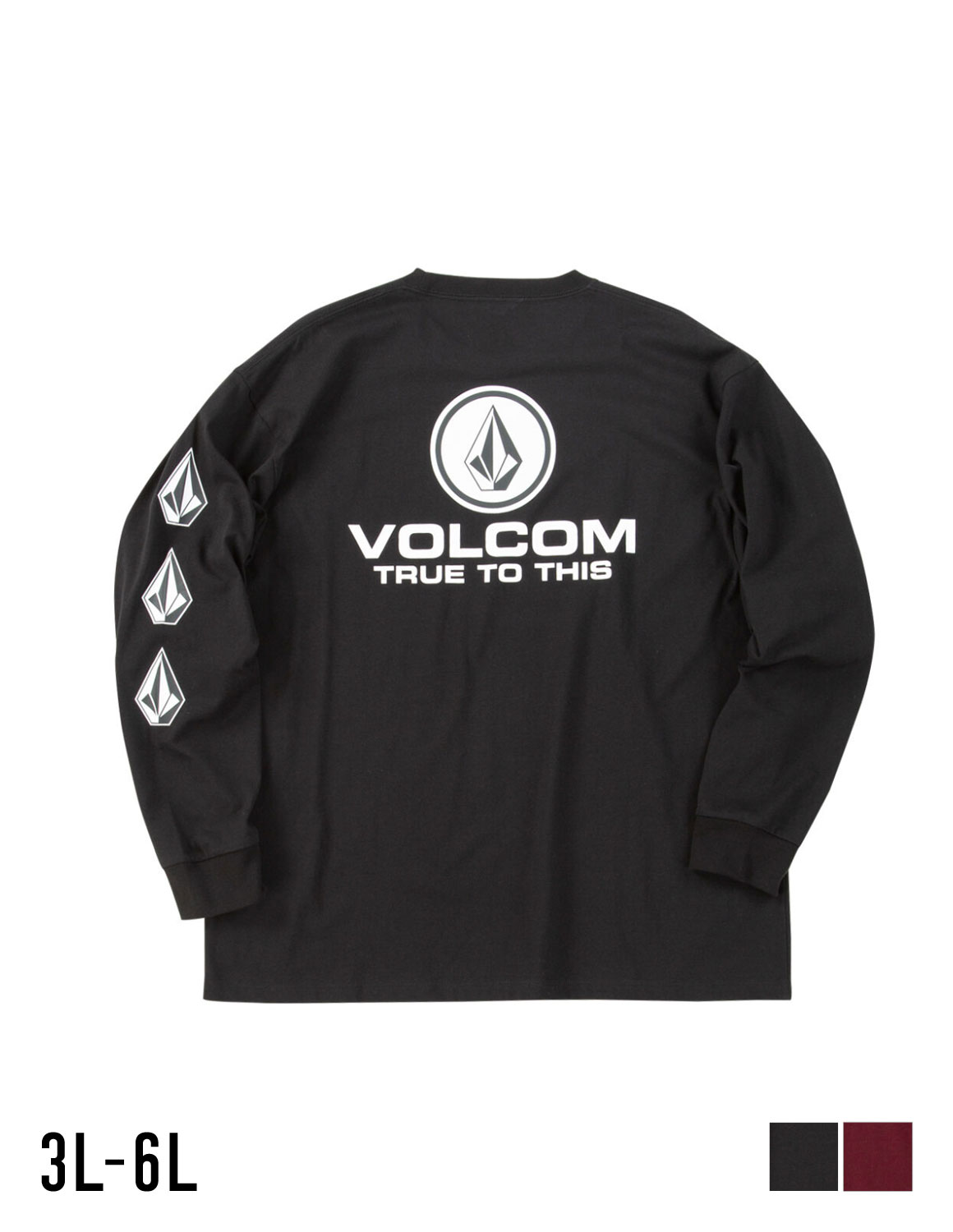【大きいサイズメンズ】VOLCOM(ボルコム) TRUE TO THIS プリント リブ(袖口) 長袖 Tシャツ カットソー メンズ 3L/4L/5L/6L