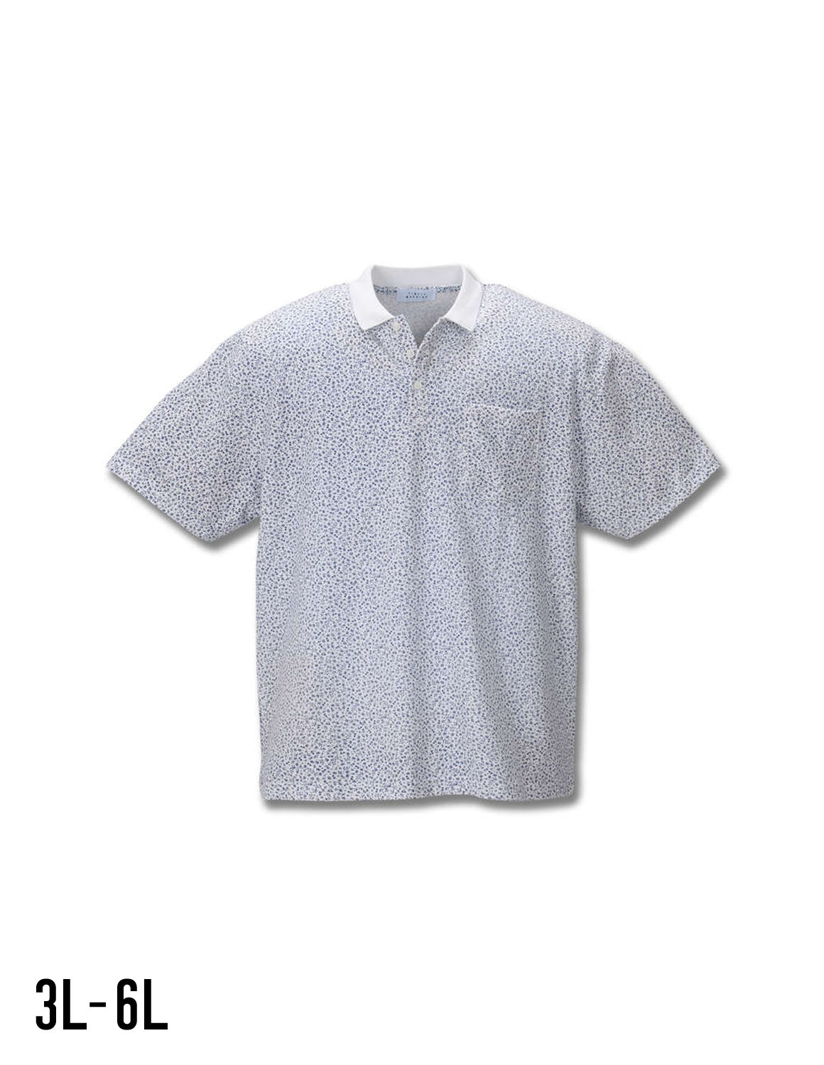 【大きいサイズメンズ】鹿の子小花総柄半袖ポロシャツ3L/4L/5L/6L/