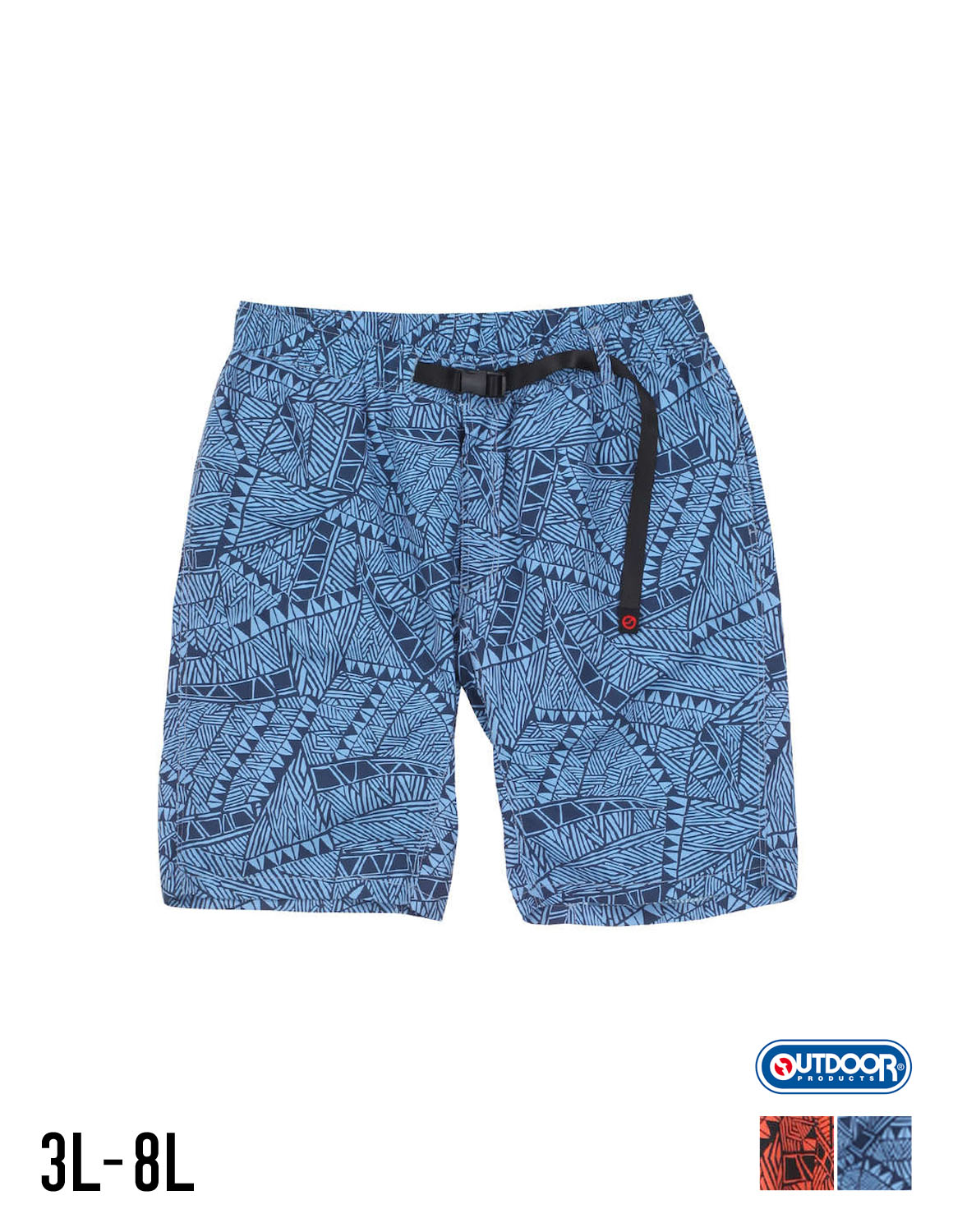 【大きいサイズ メンズ】OUTDOOR PRODUCTS (アウトドア プロダクツ)前開きファスナー ウエストゴム ショート ハーフパンツ 3L/4L/5L/6L/7L/8L/