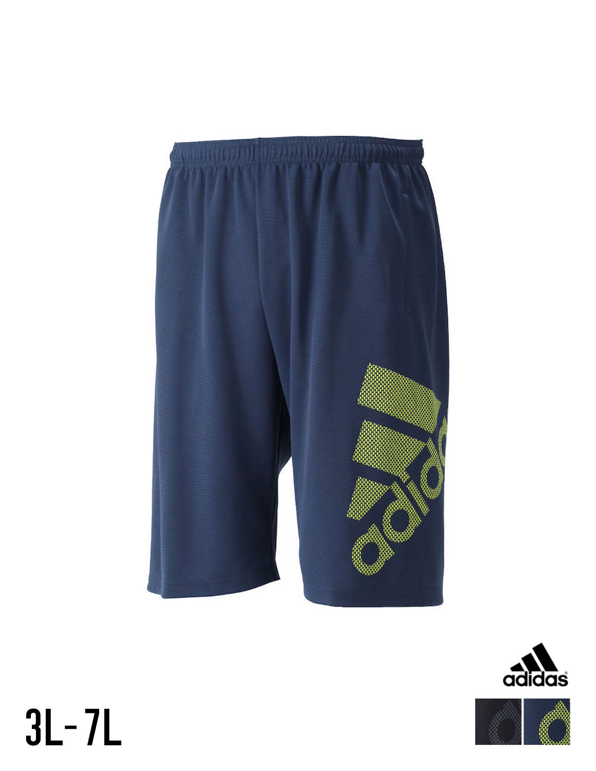 【大きいサイズ メンズ】adidas (アディダス)吸汗速乾 ロゴ ハーフパンツ 4XO(3L)/5XO(4L)/6XO(5L)/7XO(6L)/8XO(7L)