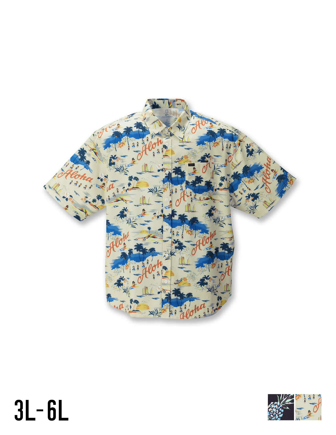 【大きいサイズ メンズ】UVカット ストレッチ 総柄半袖シャツ 3L/4L/5L/6L/