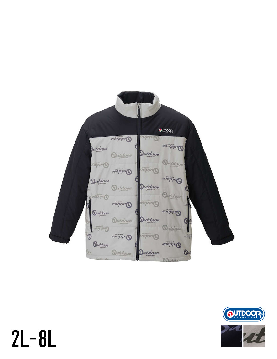 【大きいサイズ メンズ】OUTDOOR PRODUCTS (アウトドア プロダクツ)防風 ロゴ柄 中綿ジャケット 2L/3L/4L/5L/6L/7L/8L