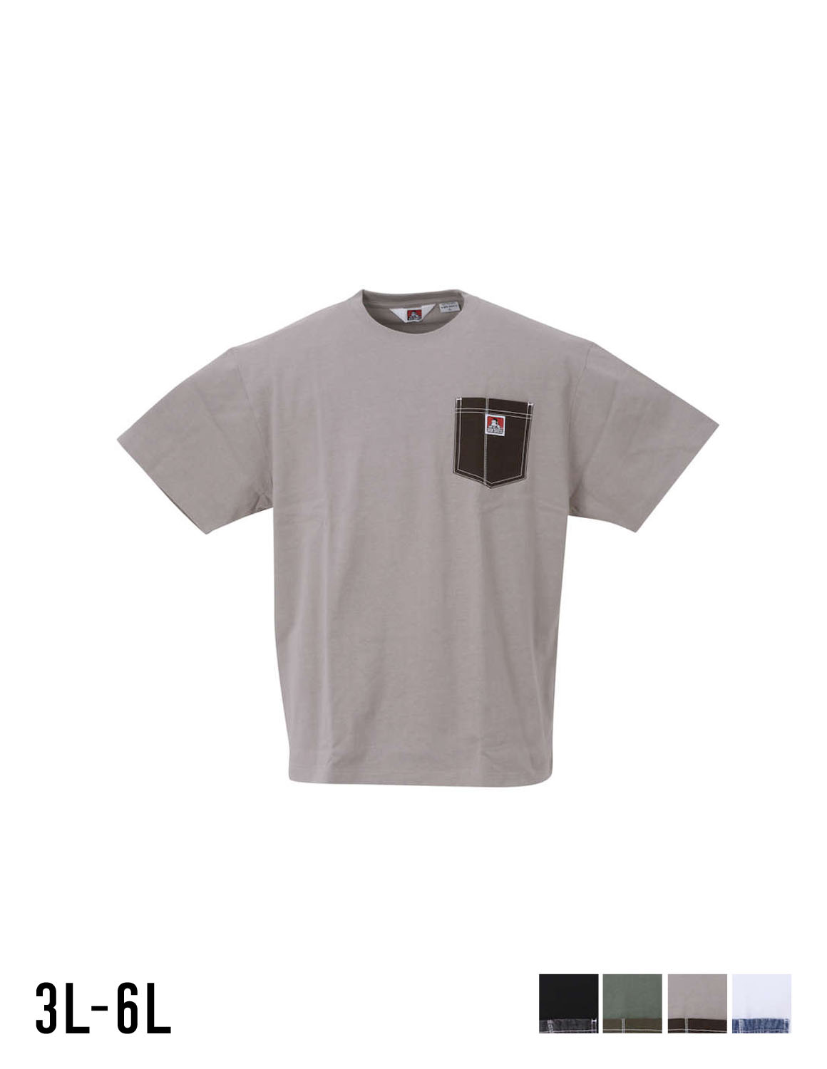 [BEN DAVIS (ベン デイビス) ]大きいサイズ 半袖Tシャツ カットソー メンズ 異素材 布帛胸ポケット カジュアル