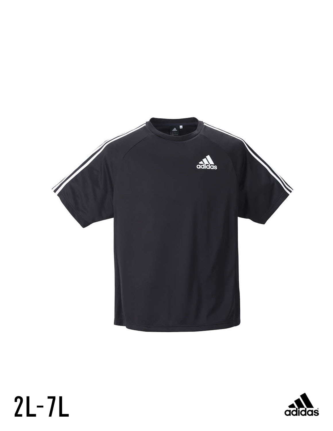 [adidas (アディダス) ]大きいサイズ 半袖Tシャツ カットソー メンズ 吸汗速乾 スリーストライプス ラグラン袖 カジュアル