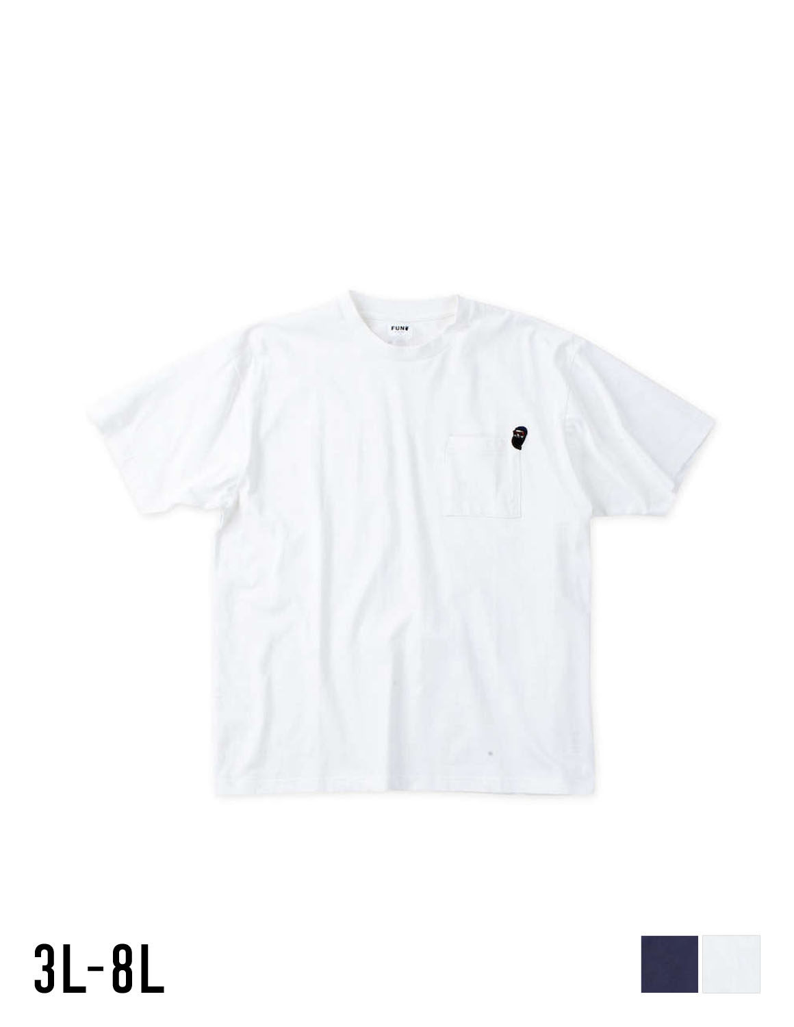 [FUN for modemdesign (ファン フォー モデムデザイン) ]大きいサイズ 半袖Tシャツ カットソー メンズ 胸ポケット オジサンワンポイント刺繍 カジュアル