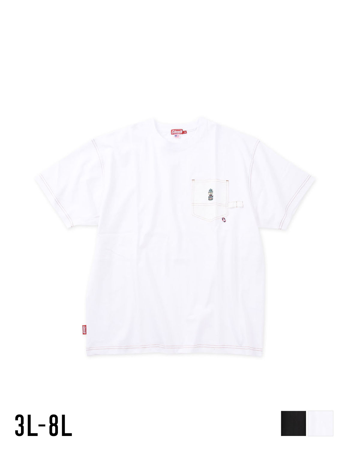 [Coleman (コールマン) ]大きいサイズ 半袖Tシャツ カットソー メンズ USAコットン 胸ポケット付 ワンポイント刺繍 カジュアル