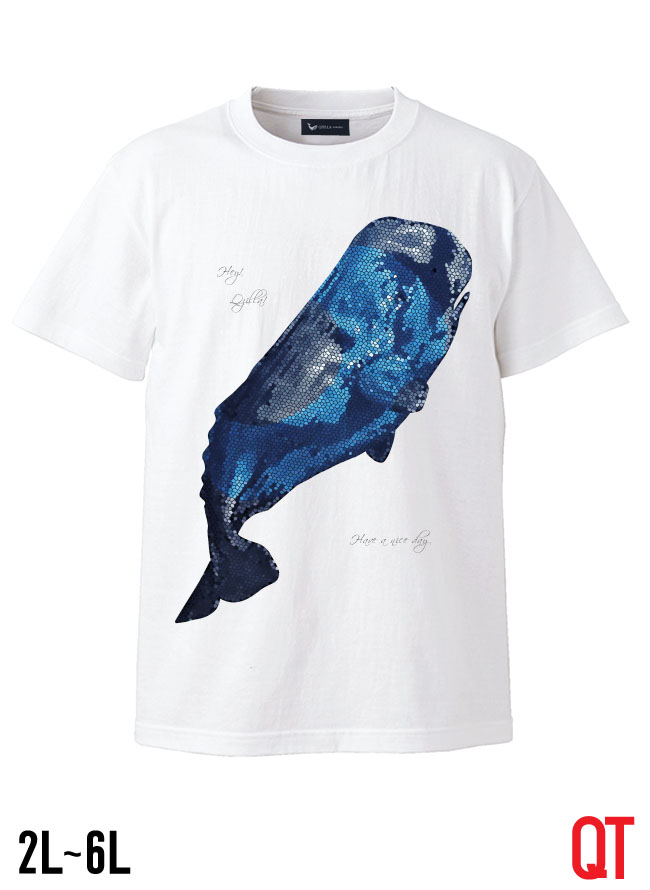 【大きいサイズ メンズ】QT(キューティ)鯨の遊泳Ｕネック半袖Tシャツ カットソー　2L/3L/4L/5L/6L