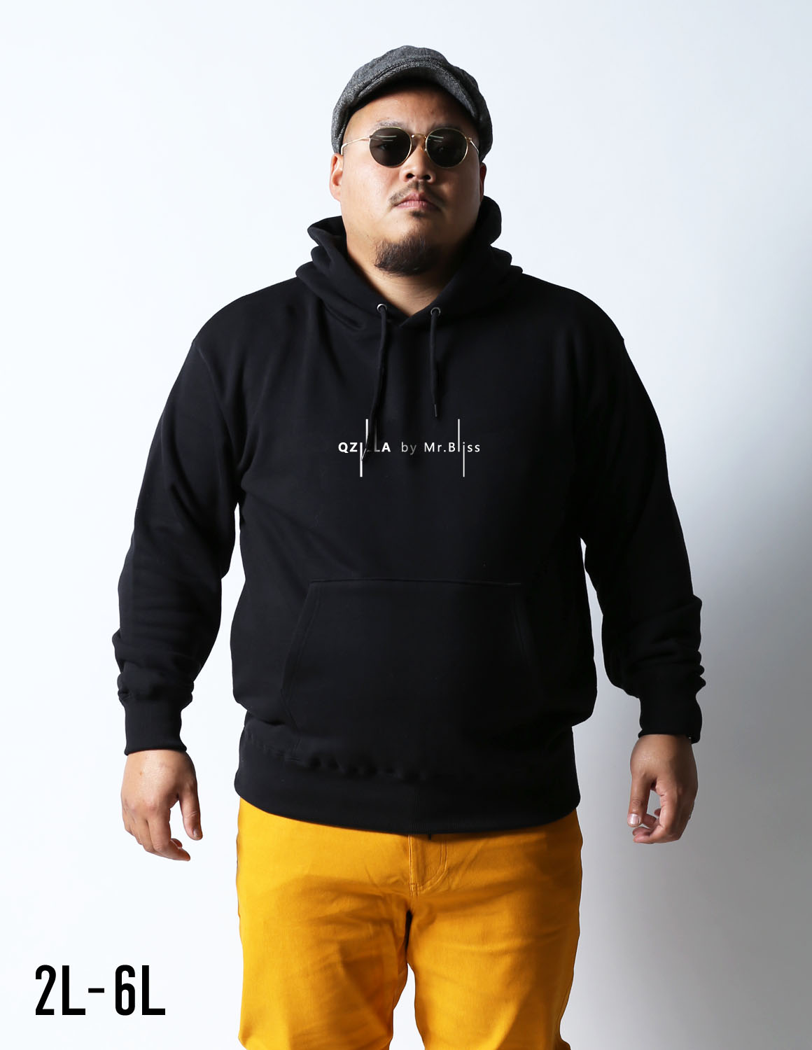 【大きいサイズ メンズ】QP (キューピー)QZILLAbyMr.Blissフード付き プルオーバー 裏毛パーカー 2L(XL)/3L(XXL)/4L(XXXL)/5L(4XL)/6L(5XL)