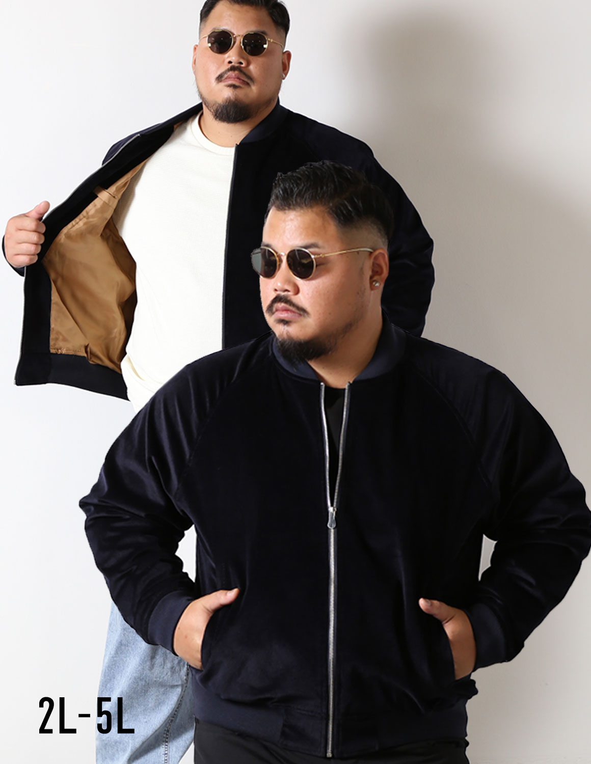 [予約販売！12月上旬発送予定]【大きいサイズメンズ】QZILLA ブルゾン NAVORD(ナヴォード) コーデュロイ ジップアップ ラグランスリーブ 鯨ロゴ刺繍 内ポケット メンズ 2L/3L/4L/5L