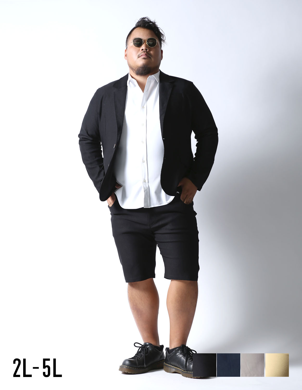 【大きいサイズ メンズ】感鯨 上下セット ハーフパンツセットアップ カジュアルスーツ 2L/3L/4L