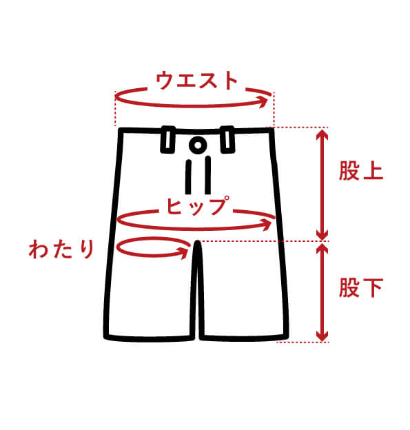 ハーフパンツのサイズガイド