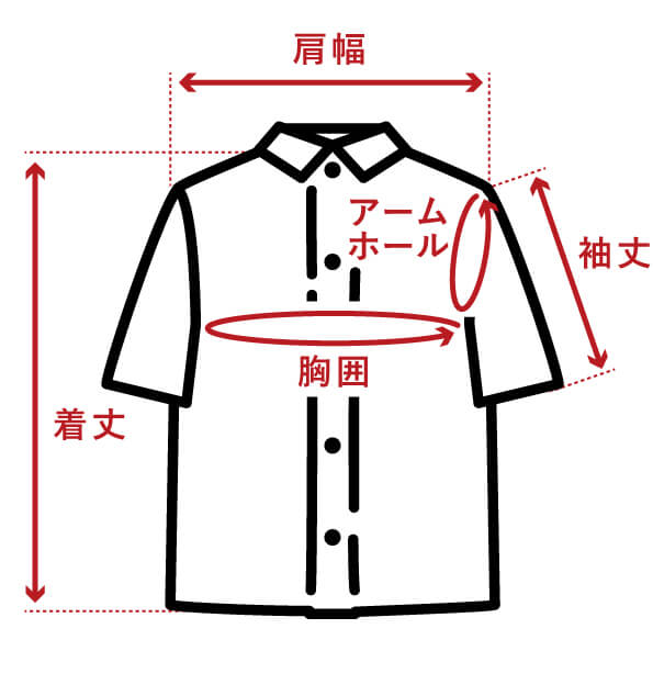 半袖シャツのサイズガイド