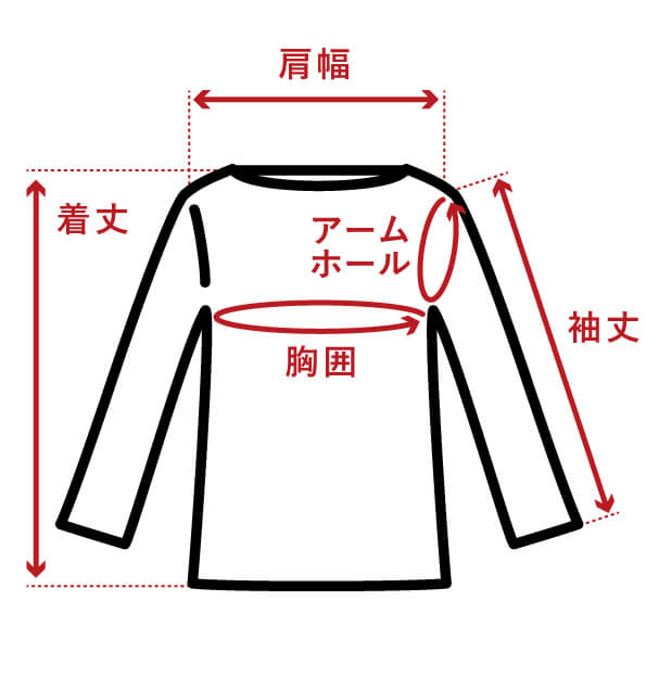 長袖Tシャツのサイズガイド
