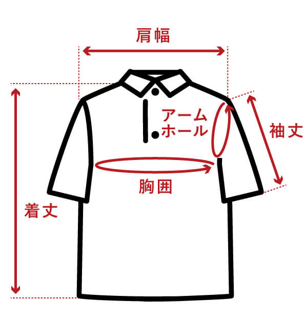 ポロシャツのサイズガイド